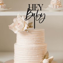 Load image into Gallery viewer, Cake Topper - Hey Baby Silver Belle Design
