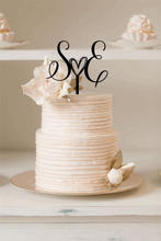 Load image into Gallery viewer, Cake Topper - Initials with cute heart Silver Belle Design
