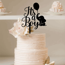 Load image into Gallery viewer, Cake Topper - It&#39;s A Boy Silver Belle Design
