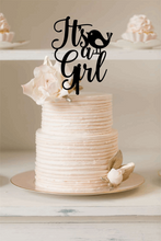 Load image into Gallery viewer, Cake Topper - It&#39;s A Girl Silver Belle Design
