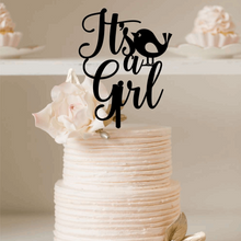Load image into Gallery viewer, Cake Topper - It&#39;s A Girl Silver Belle Design
