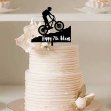 Load image into Gallery viewer, Cake Topper - Mountain Bike Silver Belle Design

