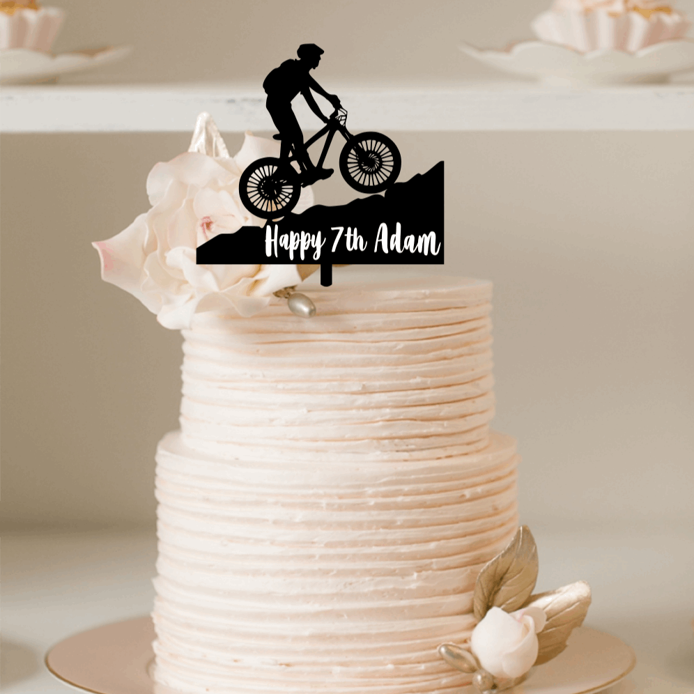 Cake Topper - Mountain Bike Silver Belle Design