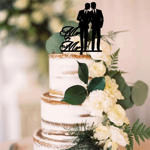 Cake Topper - Mr & Mr Wedding Topper Silver Belle Design