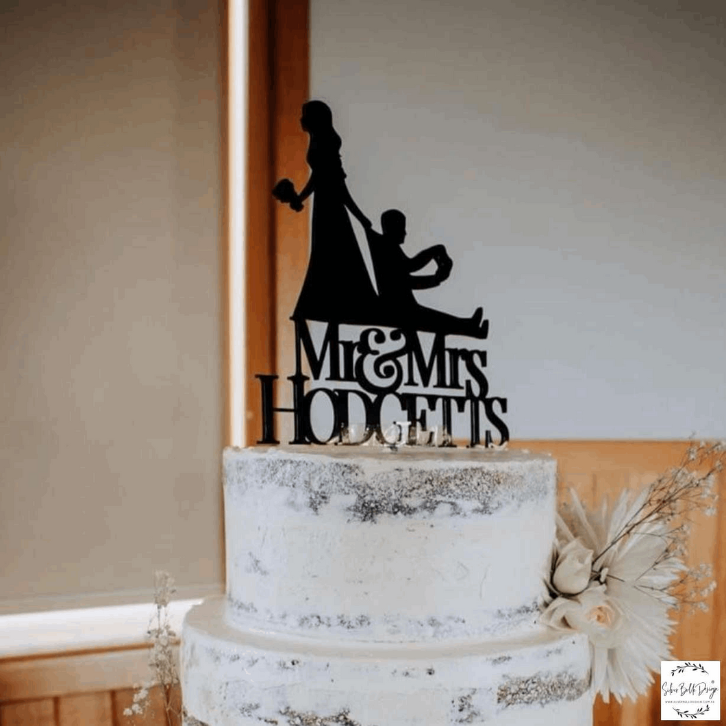 Cake Topper - Mr & Mrs Hodgettes Silver Belle Design