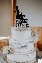 Load image into Gallery viewer, Cake Topper - Mr &amp; Mrs Hodgettes Silver Belle Design
