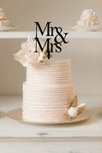 Load image into Gallery viewer, Cake Topper - Mr &amp; Mrs Serif Font Silver Belle Design

