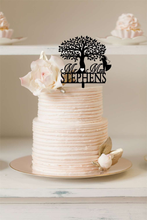 Load image into Gallery viewer, Cake Topper Mr &amp; Mrs + Tree with Bride and Groom Silver Belle Design
