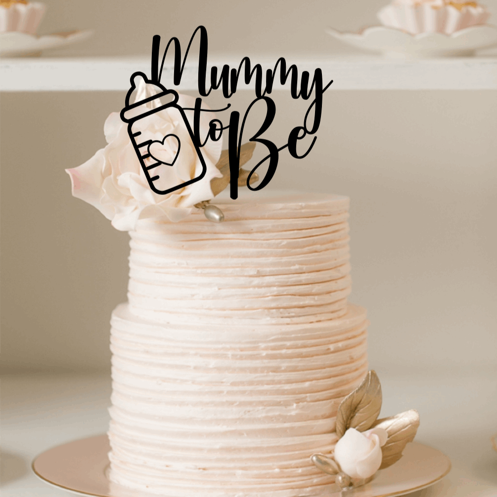 Cake Topper - Mummy to Be Silver Belle Design