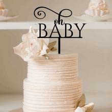 Load image into Gallery viewer, Cake Topper - Oh Baby Modern Silver Belle Design
