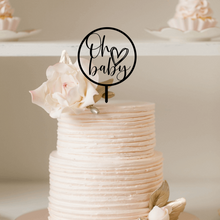 Load image into Gallery viewer, Cake Topper - Oh Baby Ring with Heart Silver Belle Design
