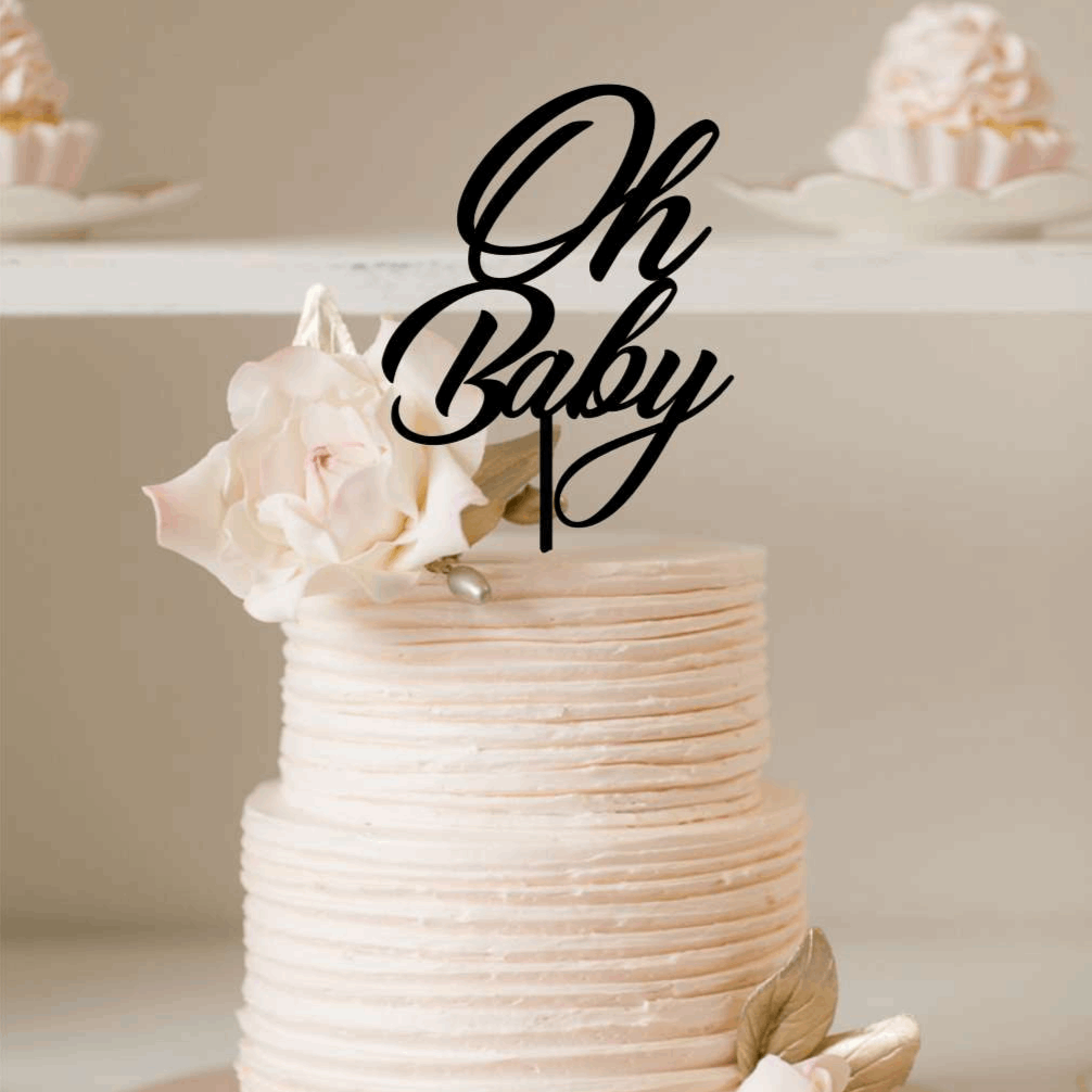 Cake Topper - Oh Baby Silver Belle Design