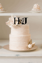 Load image into Gallery viewer, Cake Topper - Serif Font with cute heart Silver Belle Design
