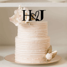 Load image into Gallery viewer, Cake Topper - Serif Font with cute heart Silver Belle Design
