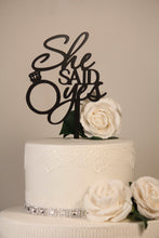 Load image into Gallery viewer, Cake Topper - She Said Yes Silver Belle Design
