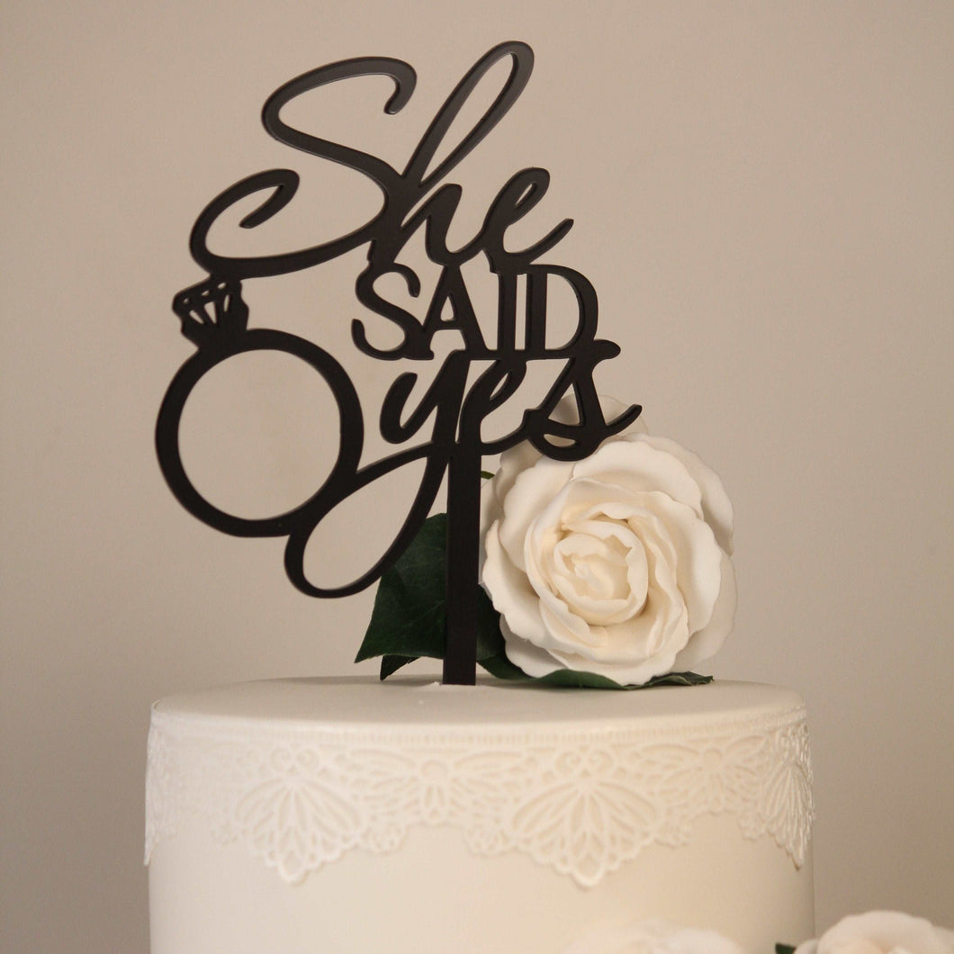 Cake Topper - She Said Yes Silver Belle Design