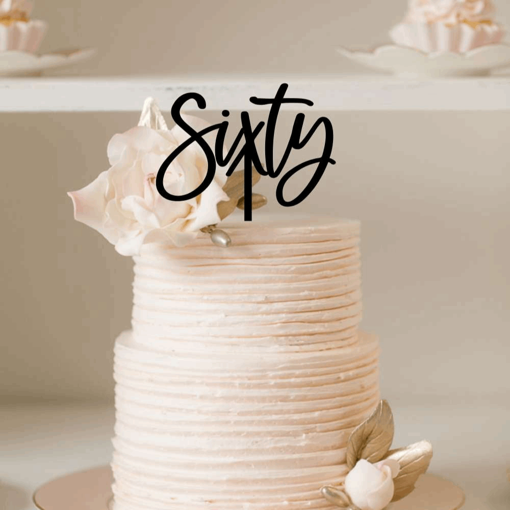 Cake Topper - Sixty Modern Silver Belle Design