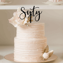 Load image into Gallery viewer, Cake Topper - Sixty Script Silver Belle Design
