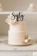 Load image into Gallery viewer, Cake Topper - Sixty Script Silver Belle Design
