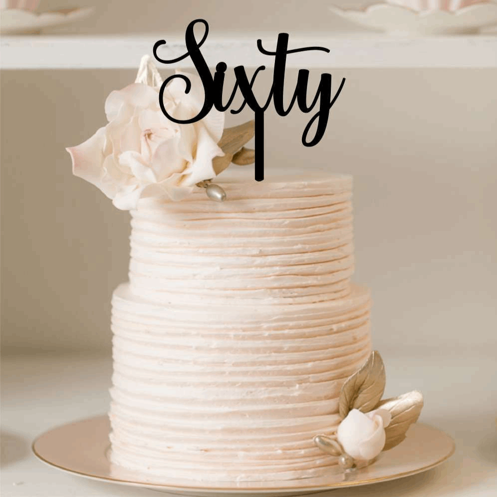Cake Topper - Sixty Silver Belle Design
