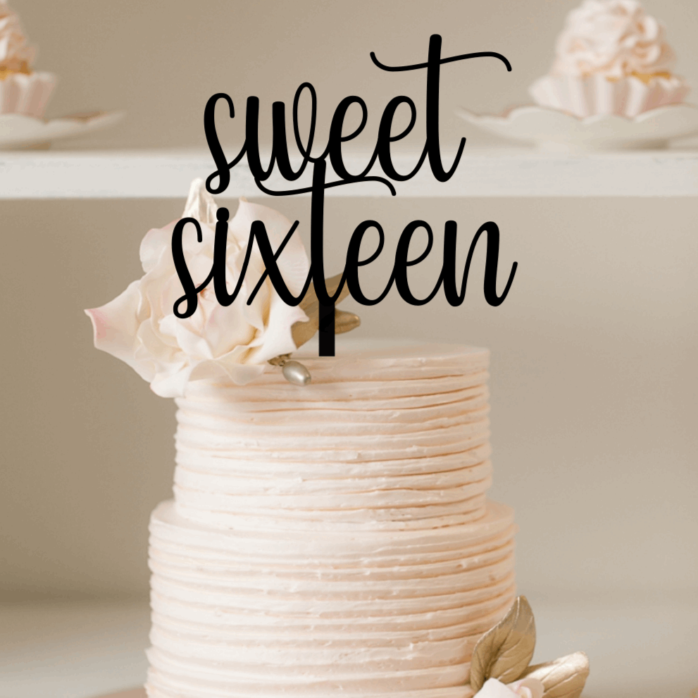 Cake Topper - Sweet Sixteen Silver Belle Design