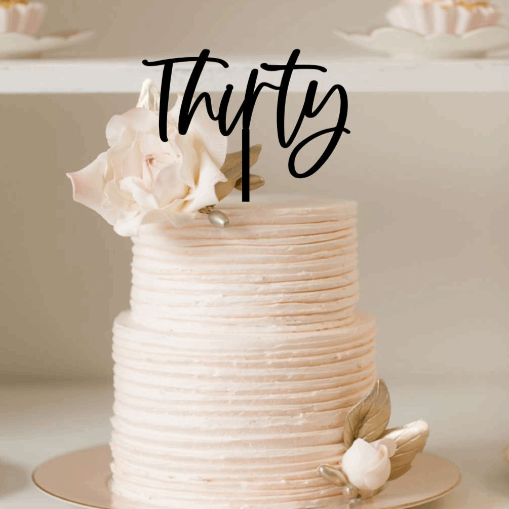 Cake Topper - Thirty Modern Silver Belle Design