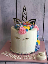 Load image into Gallery viewer, Cake Topper - Unicorn Horn + Eye Lashes Silver Belle Design
