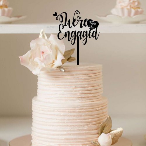 Cake Topper - We're Engaged Silver Belle Design