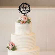 Load image into Gallery viewer, Cake Topper - Wreath Mr &amp; Mrs Silver Belle Design
