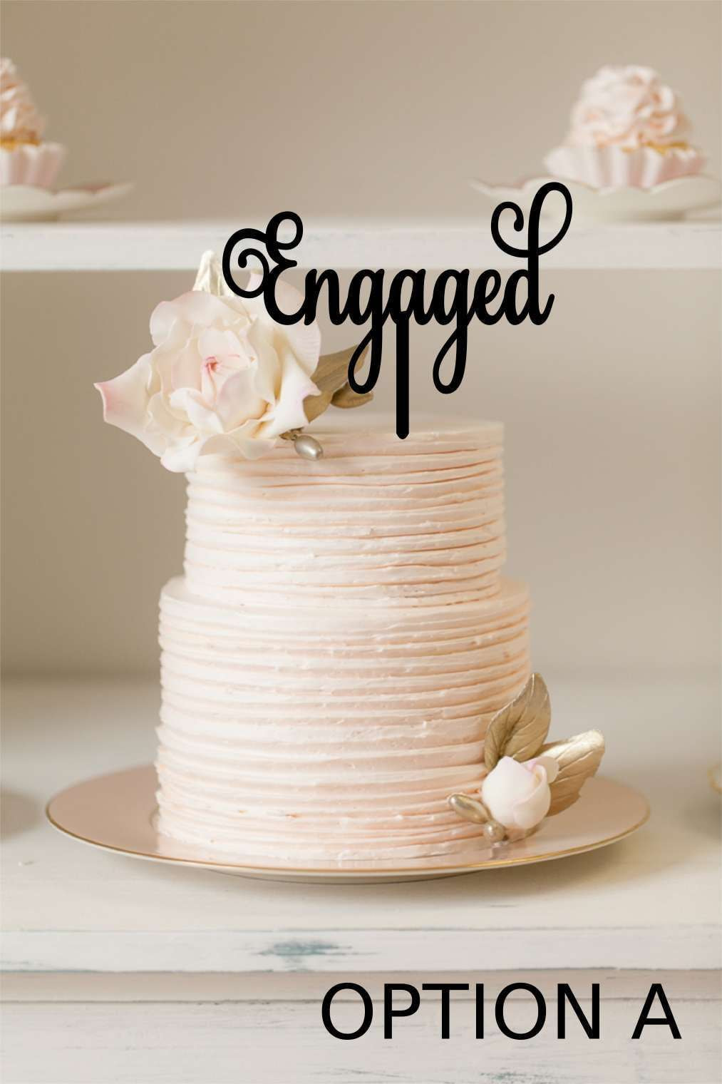 Caked Topper - Engaged Silver Belle Design
