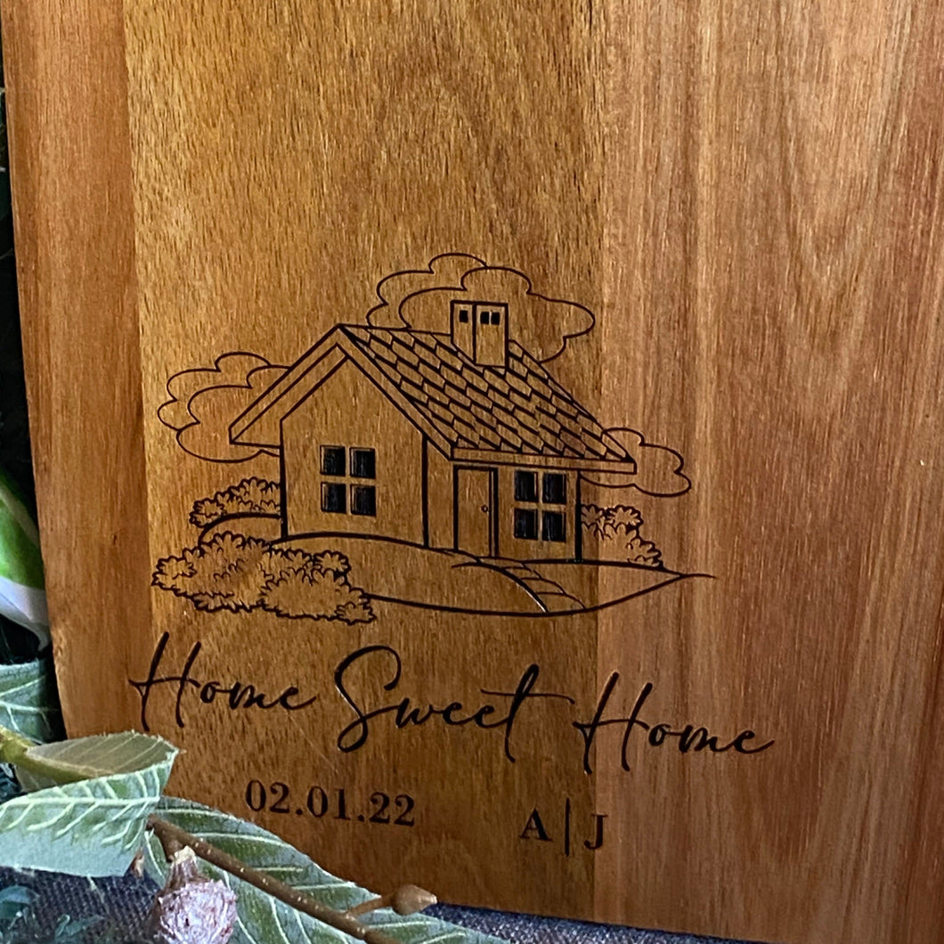 Chopping or Cheese Board - Home Sweet Home Silver Belle Design