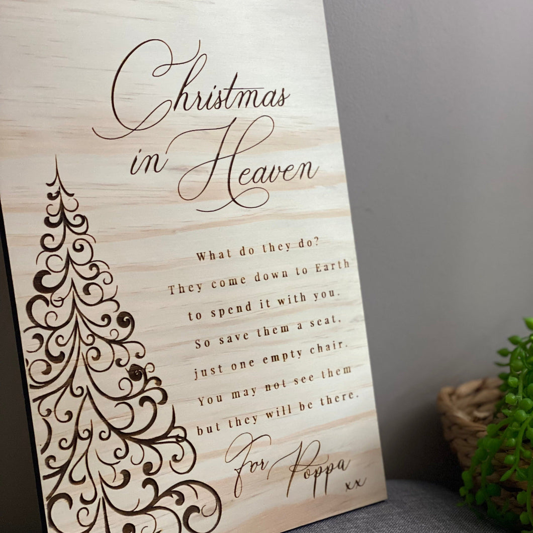 Christmas Memorial Sign - A4 Size Silver Belle Design