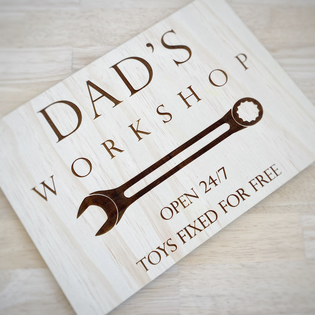Dad's Workshop Sign Silver Belle Design