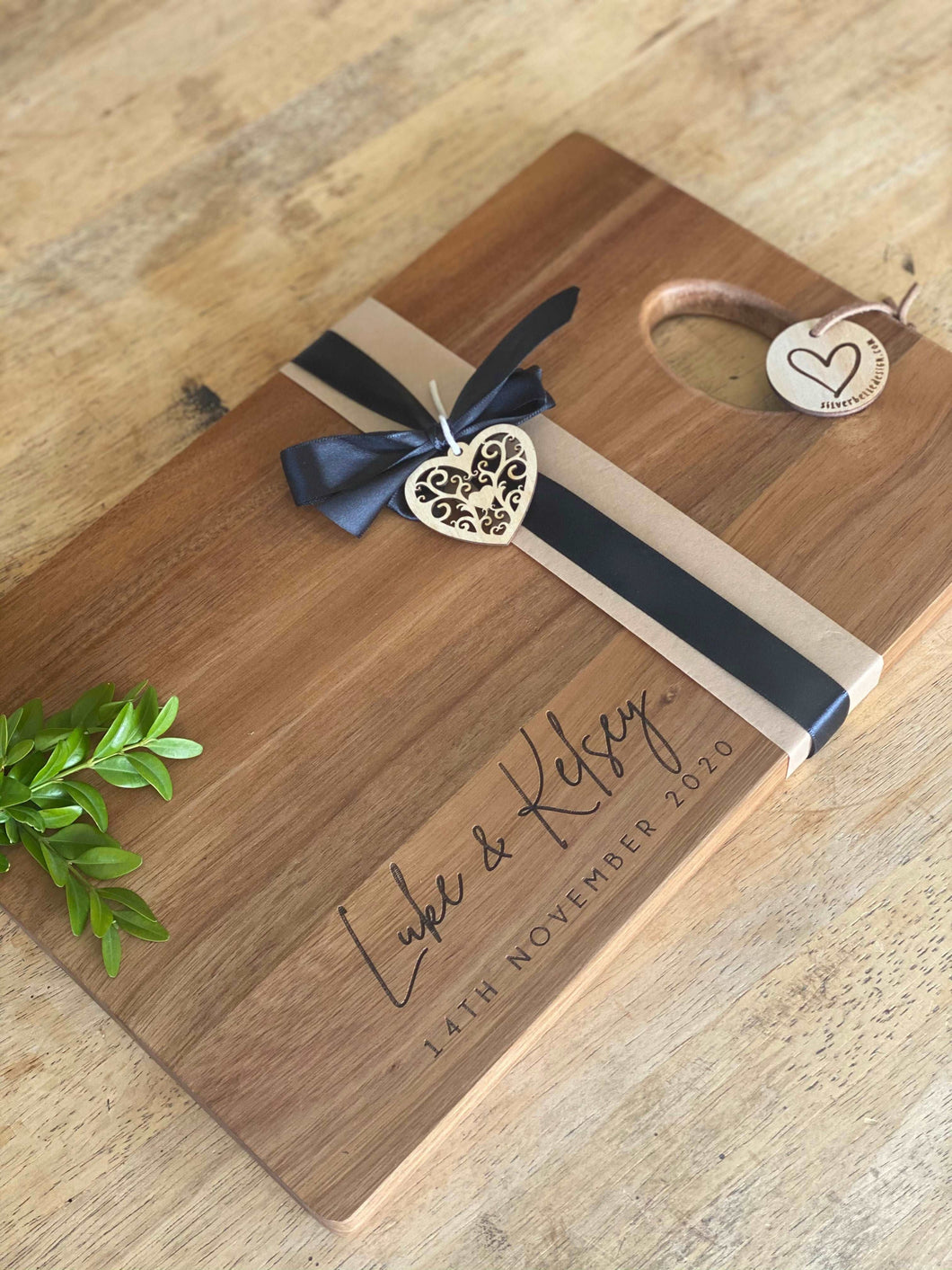 Design your Own - Engraved Chopping Board/Cheese Platter Silver Belle Design