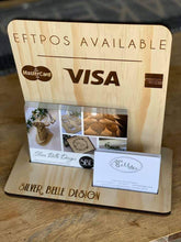 Load image into Gallery viewer, Desktop EFTPOS + Business Card Engraved Sign Silver Belle Design
