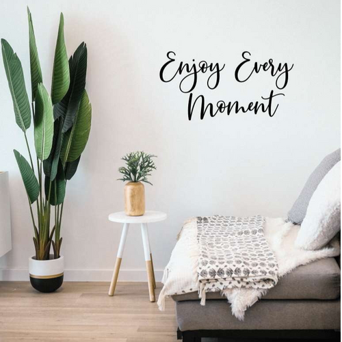 Enjoy Every Moment Script Wall Name Plaque Silver Belle Design