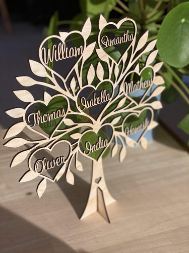 Family Tree Personalised Freestanding Silver Belle Design