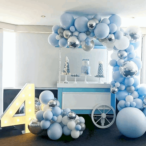 Blue + Silver Balloon Garland