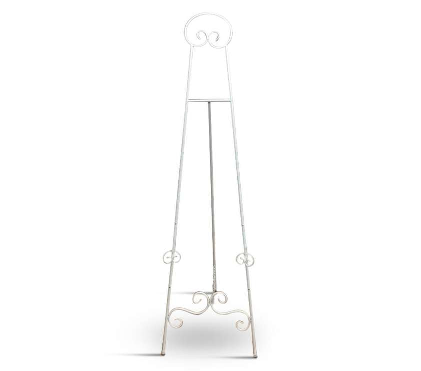 HIRE of White Simple Metal Easel - $50 Weekend Hire Silver Belle Design