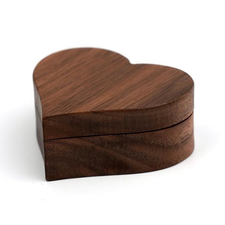 Heart Shaped Timber Ring Box Personalised Silver Belle Design