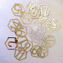Load image into Gallery viewer, Hexagon Table Numbers Silver Belle Design
