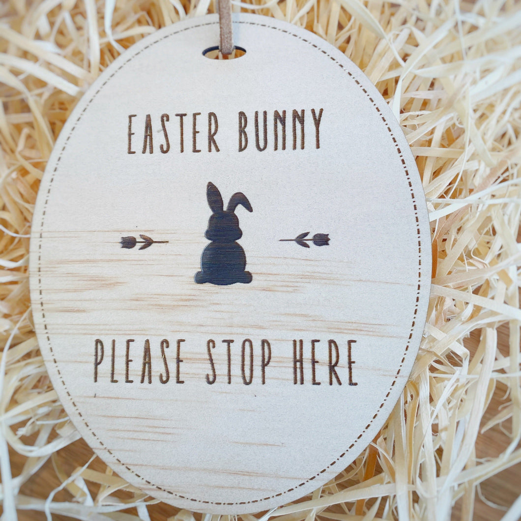 Large Easter Bunny Stop Here Silver Belle Design