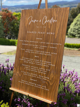 Load image into Gallery viewer, Large Timber Menu Board - Shared Feast Silver Belle Design
