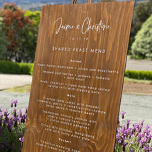 Load image into Gallery viewer, Large Timber Menu Board - Shared Feast Silver Belle Design
