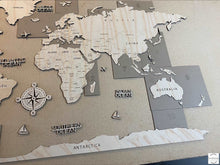 Load image into Gallery viewer, Laser Cut World Map for the Wall Silver Belle Design
