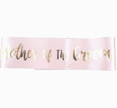 Mother of the Groom Pink Gold Sash Silver Belle Design