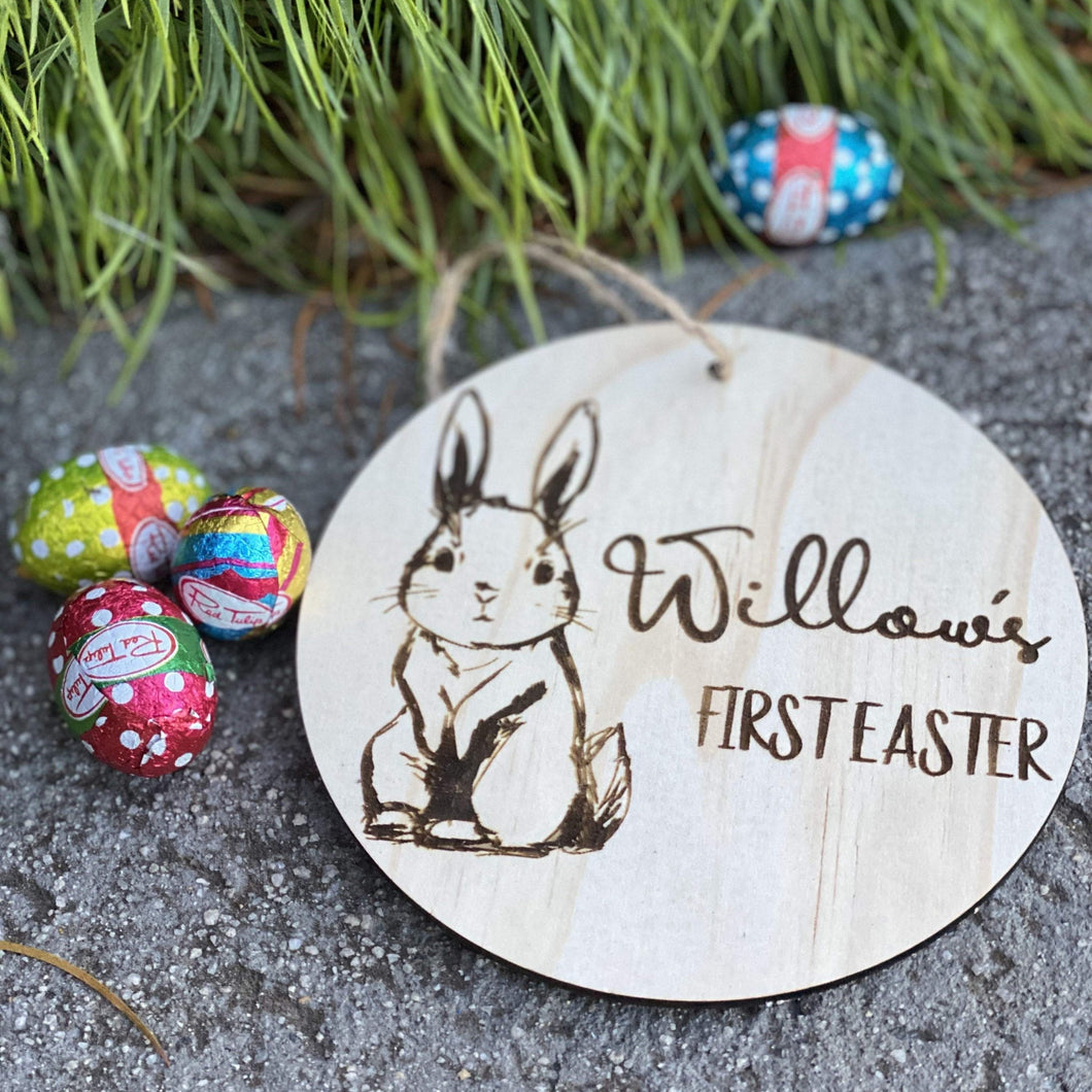 My First Easter Timber Tag Silver Belle Design