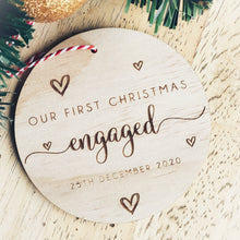Load image into Gallery viewer, Our First Christmas Engaged Silver Belle Design
