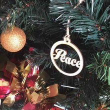 Load image into Gallery viewer, Peace Christmas Bauble Silver Belle Design
