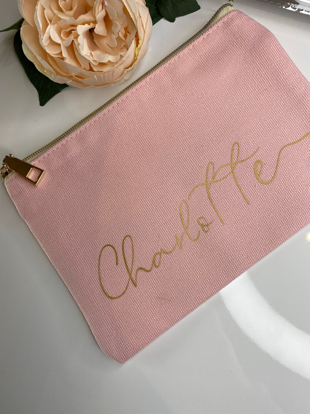 Personalised Cosmetic Pouch Bag - Charlotte (ONE ONLY) Silver Belle Design